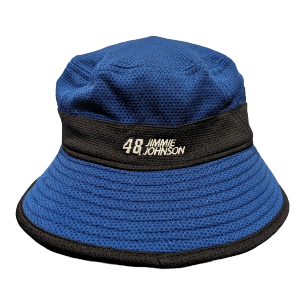 Jimmie Johnson New Era NASCAR Lowes blue and black bucket/fishing hat.